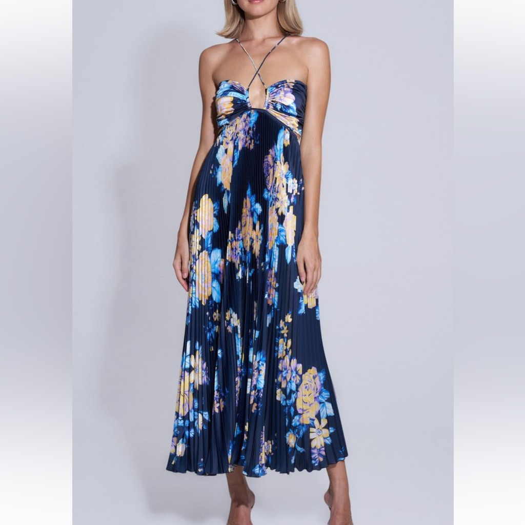 L’idee Floral Pleated Maxi Jardin Gown